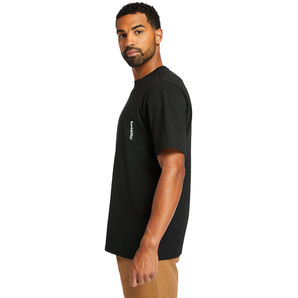 Timberland Mens T-Shirts PRO® Short Sleeve Base Plate Wicking - Black - India NT9638027